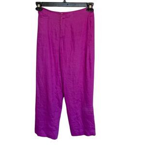 Nygard Women's Magenta Pink Linen Cropped Pants Small Casual Solid